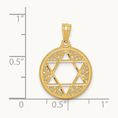 Filigree Star of David Pendant, 14K