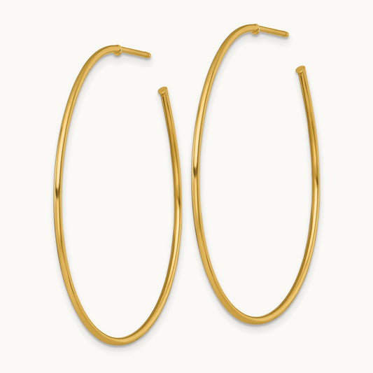 1.2 x Polished Post Hoop Earrings, 45mm, 14K
