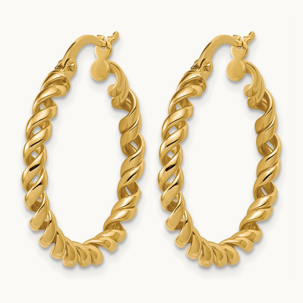 Polished Twisted Hoop Earrings, 14K — Leslie's