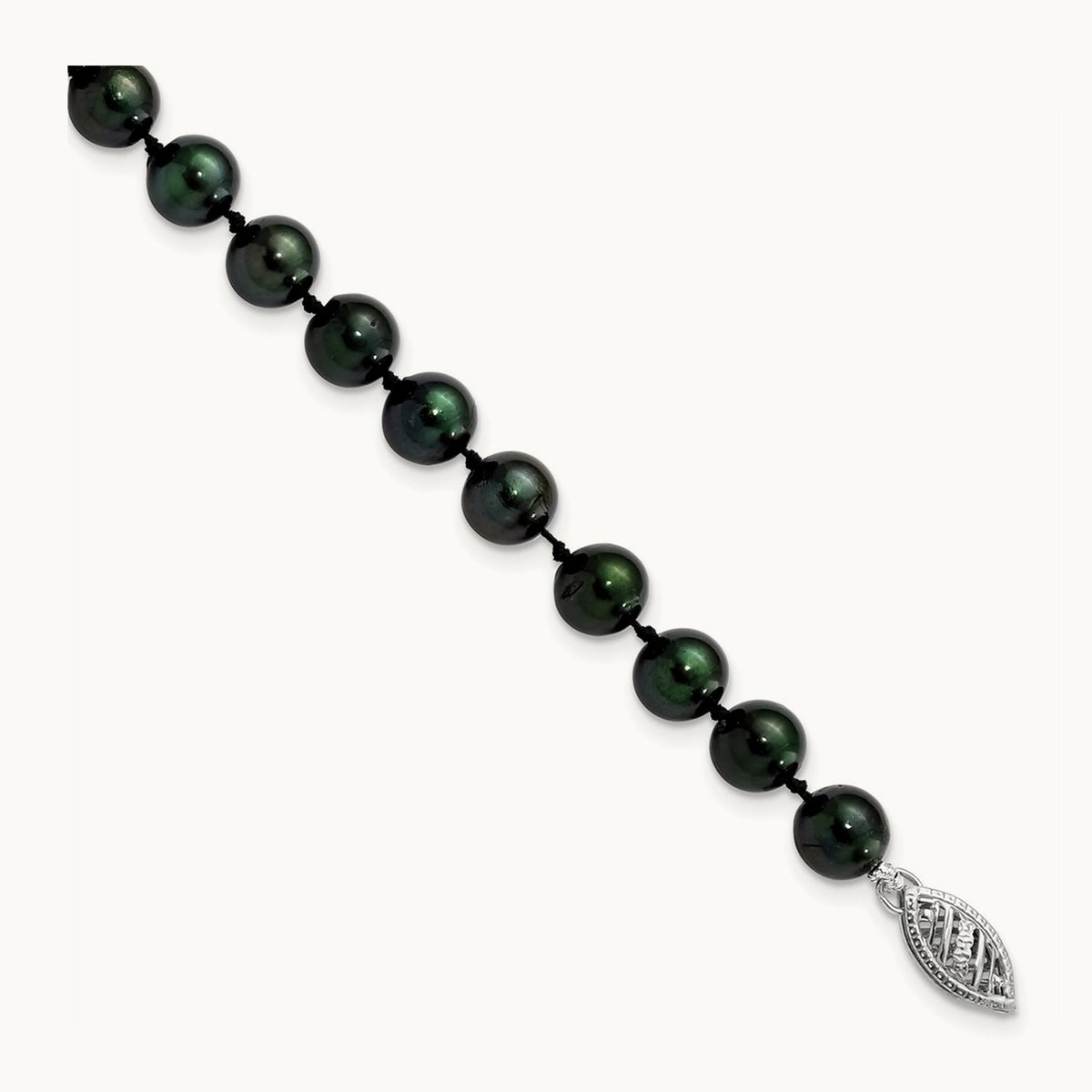 6- Round Black Saltwater Akoya Cultured Pearl Bracelet, 14K White Gold