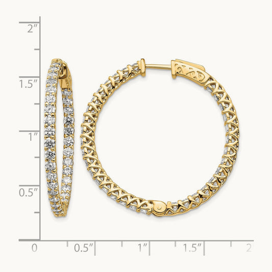 Diamond Round Hoop w/Safety Clasp Earrings, 14K
