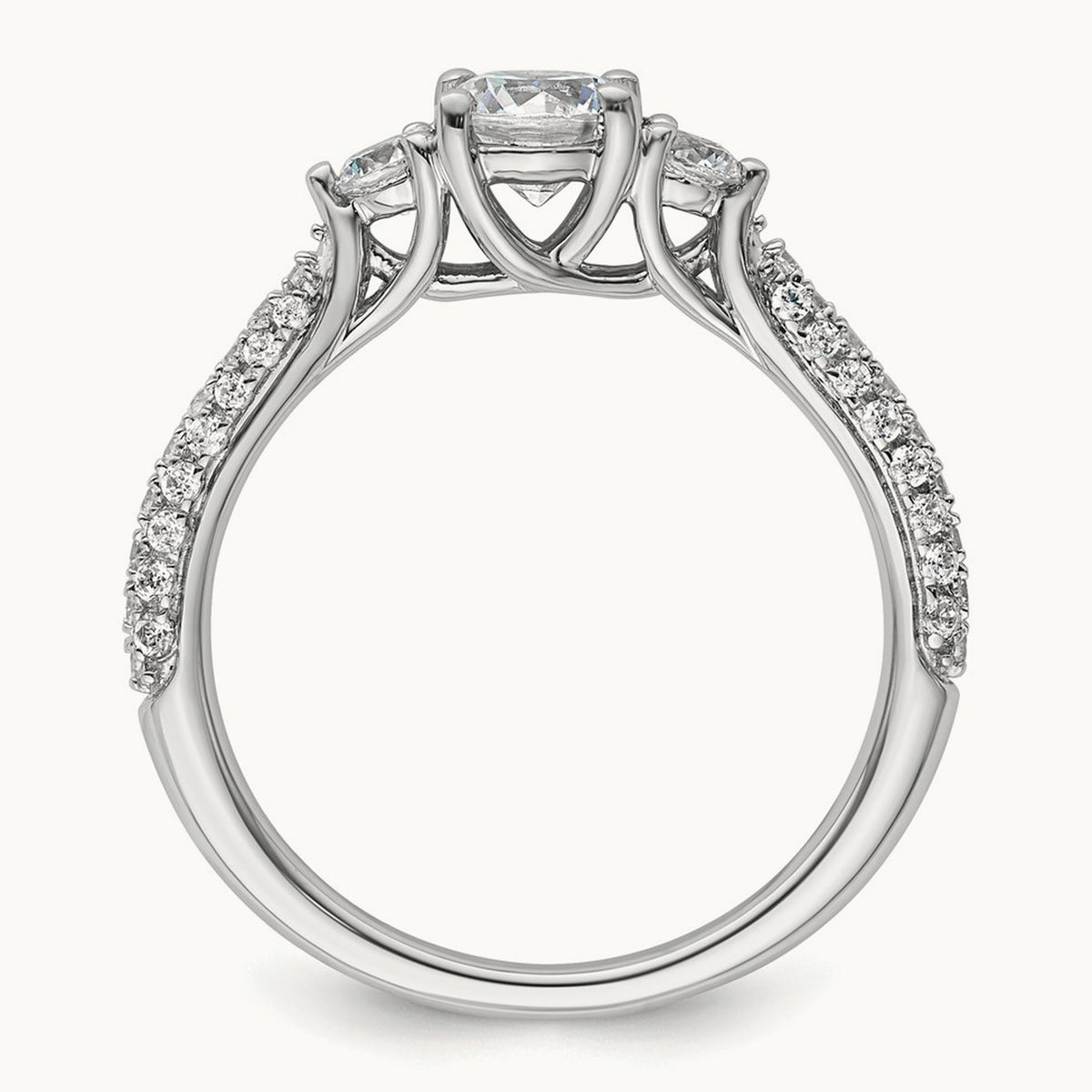 Round 3 Stone Engagement Ring, 0.50-3.75 ct tw Lab-Grown Diamond — 1 ct, VS (Best) · Certified, 14K White Gold