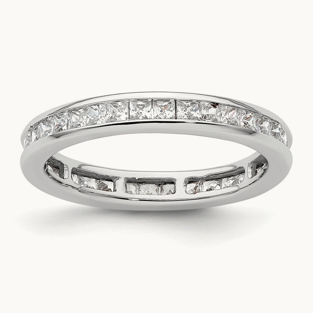 Polished Princess Channel Set Diamond Eternity Band, 1.00 ct tw, 14K Gold — 14K White Gold
