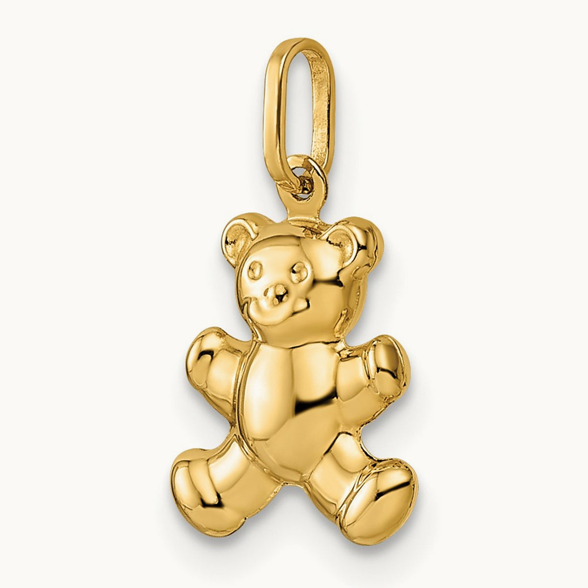 Polished Puffed Teddy Bear Pendant, 14K