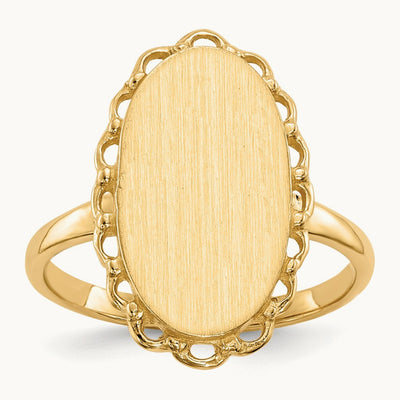 9.0x16. Open Back Signet Ring, 0mm, 14K