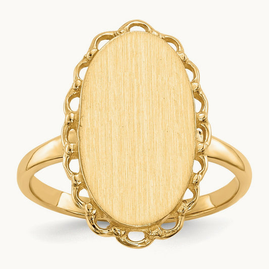 9.0x16. Open Back Signet Ring, 0mm, 14K