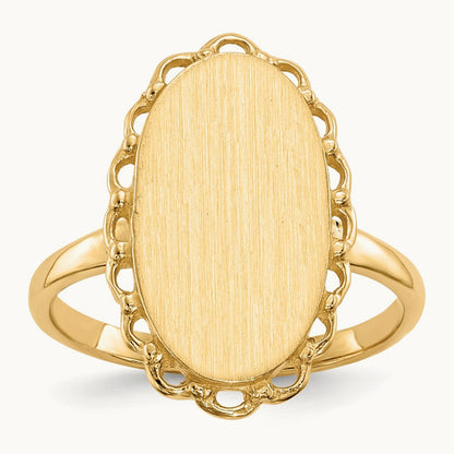9.0x16. Open Back Signet Ring, 0mm, 14K