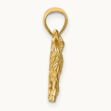 Diamond-cut Wolf Pendant, 14K