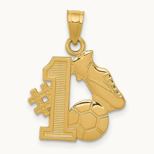 #1 Soccer Ball With Cleats Pendant, 14K