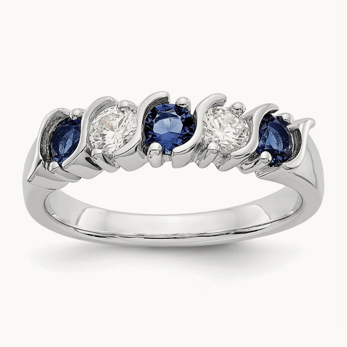 Diamond with Sapphire Band — 14K White Gold, 0.306 ct, 7