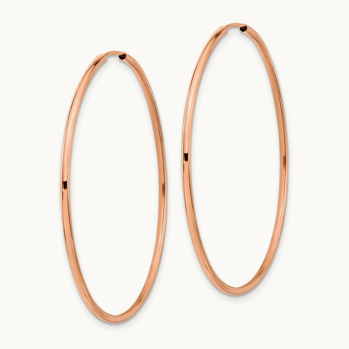 Polished Endless Tube Hoop Earrings, 1.50mm, 14K Rose Gold