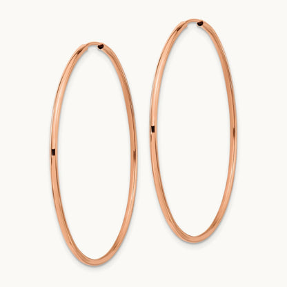 Polished Endless Tube Hoop Earrings, 1.50mm, 14K Rose Gold