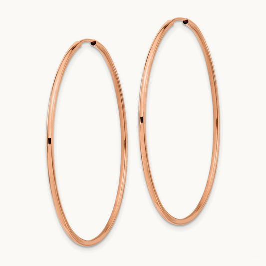 Polished Endless Tube Hoop Earrings, 1.50mm, 14K Rose Gold