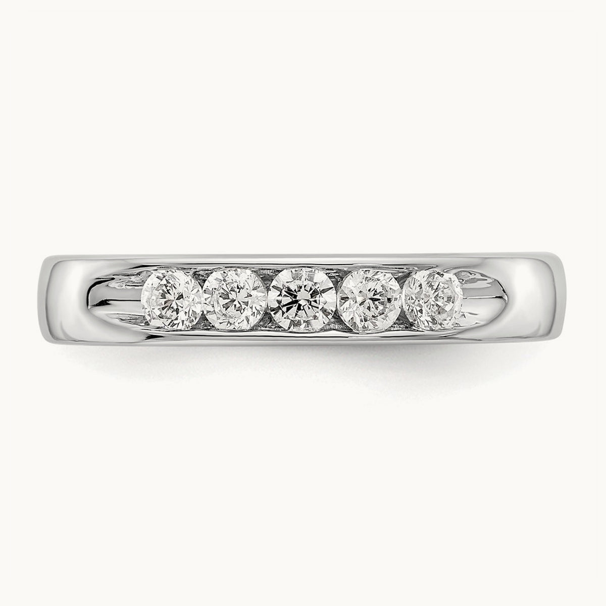 5- Stone Open Channel Band Mounting, 2.6mm, 14K White Gold