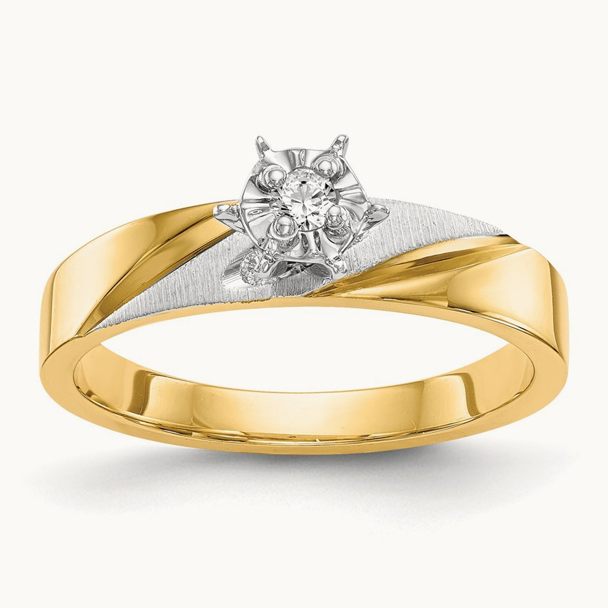 AA Quality Trio Complete Engagement Ring, 14K