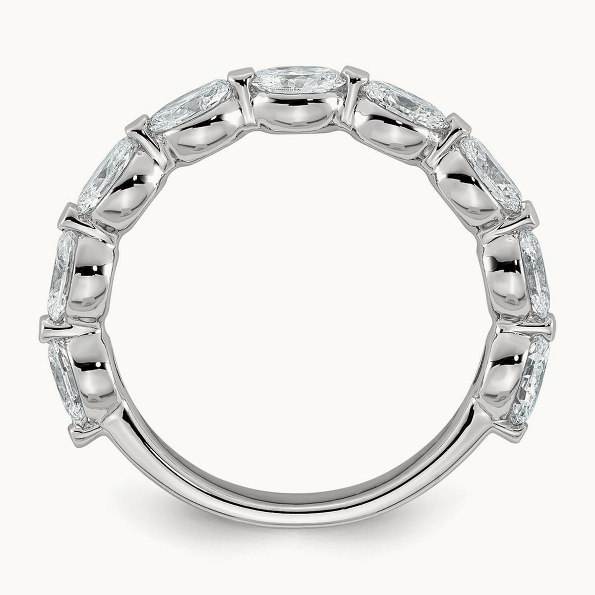 Oval Shape Stones Wedding Band, 1.25-1.75 ct tw Lab-Grown Diamond — 1 3/4 ct, 14K White Gold
