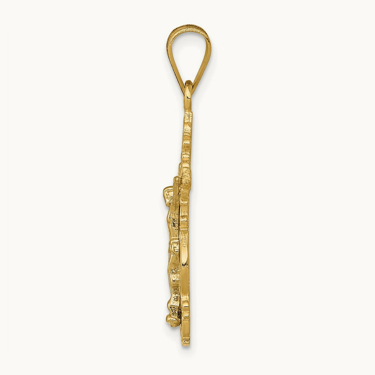 Small Narrow Cross w/Crucifix Pendant, 14K Two-tone