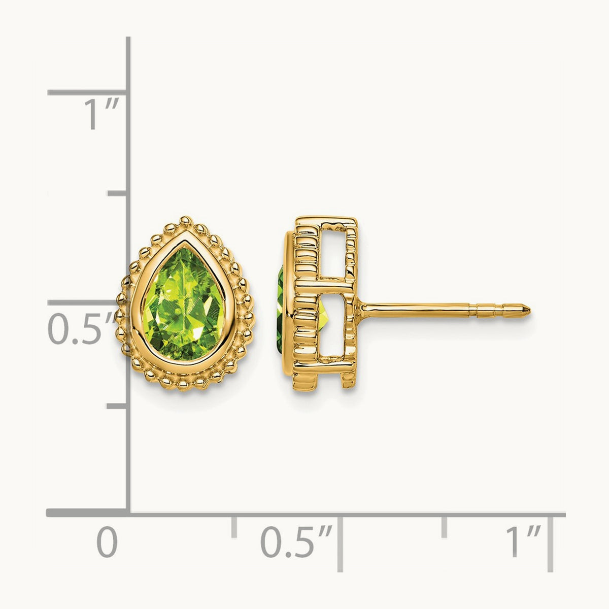 Pear Peridot Post Earrings — 14K Yellow Gold