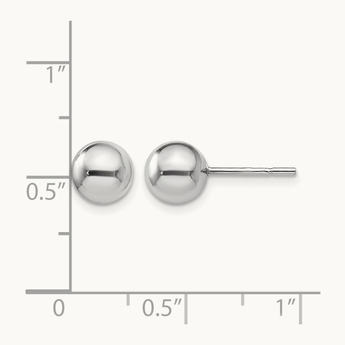 Rhodium-plated Polished Ball Post Earrings — 7mm