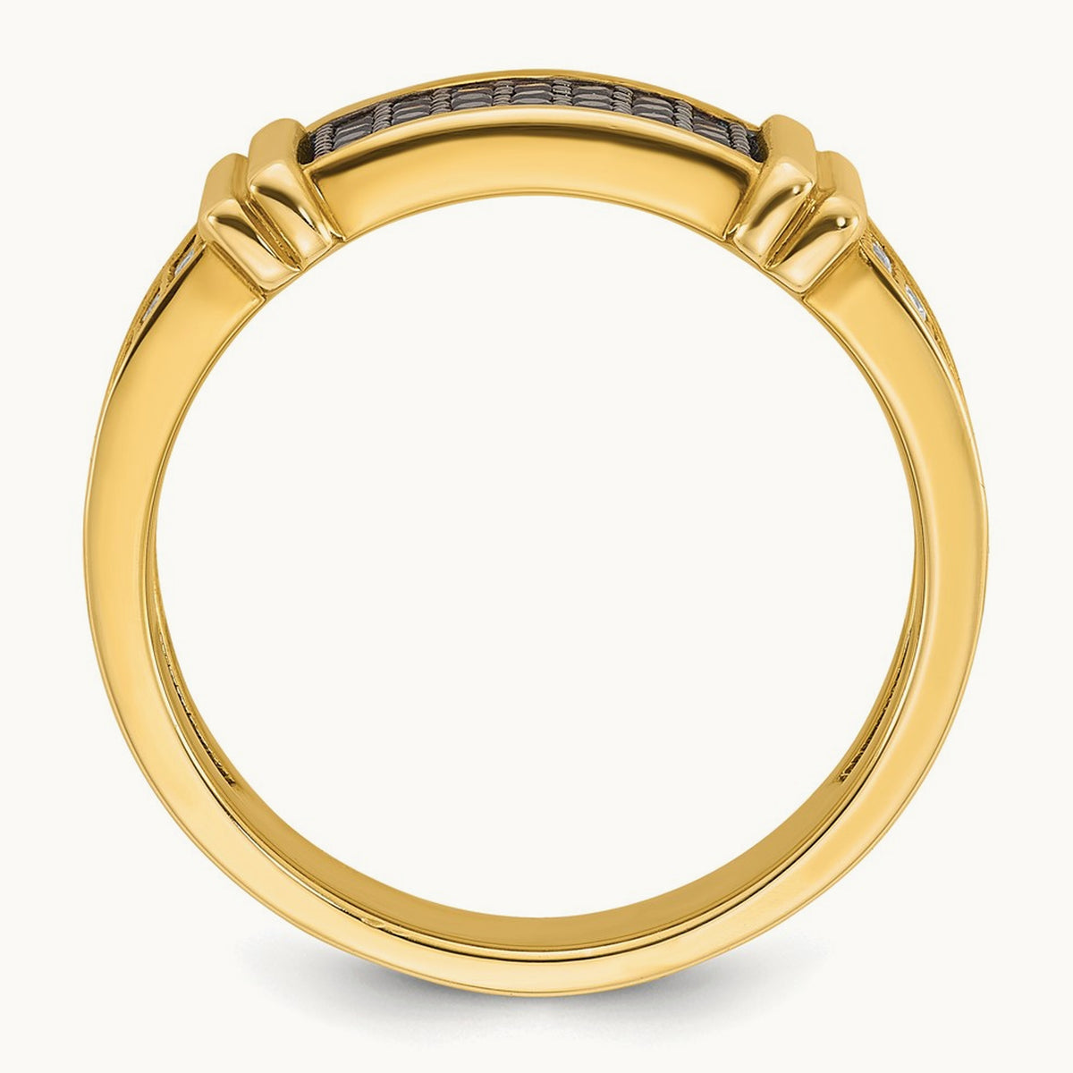 IBGoodman Men's Black and White Diamonds Complete Ring, 14K
