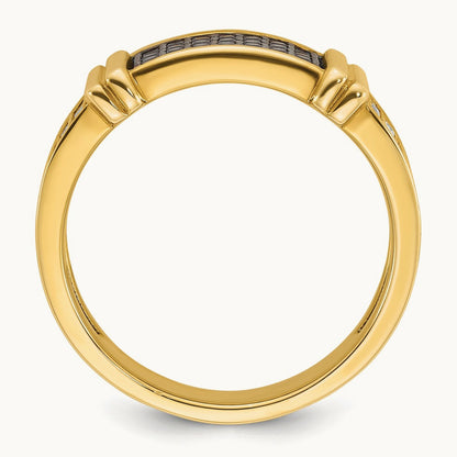 IBGoodman Men's Black and White Diamonds Complete Ring, 14K