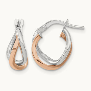 Fancy Hoops, 14K White with Rose Gold