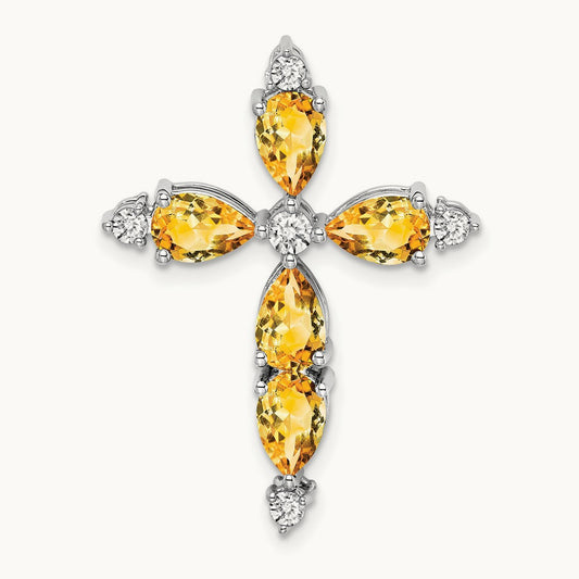 Citrine and Diamond Cross Chain Slide — photo set