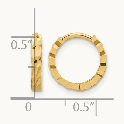 Polished and Diamond-cut Huggie Hoop Earrings, 14K — Leslie's