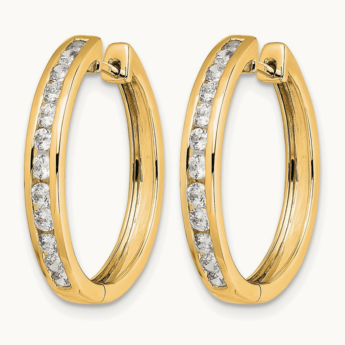 Diamond Hinged Hoop Earrings, 14K