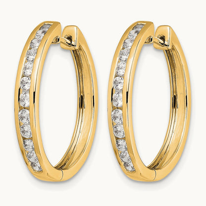 Diamond Hinged Hoop Earrings, 14K