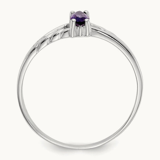 Amethyst Birthstone Ring, 14K White Gold