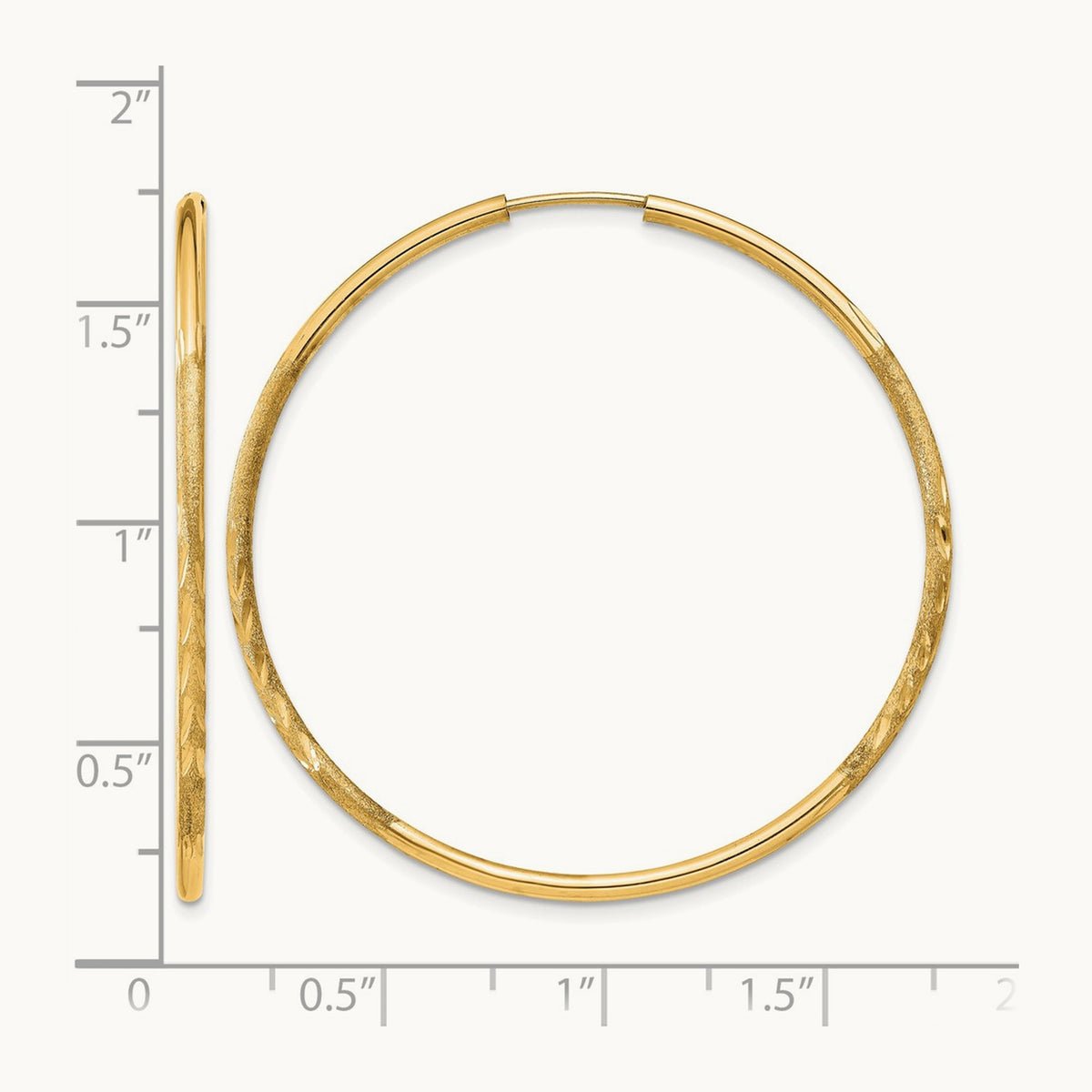 Satin Diamond-cut Endless Hoop Earrings — 40mm, 1.5mm