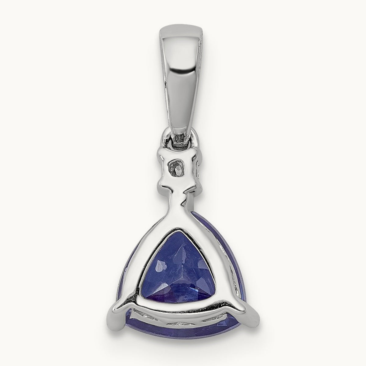 Trillion .90 Tanzanite and Diamond Pendant, 14K White Gold