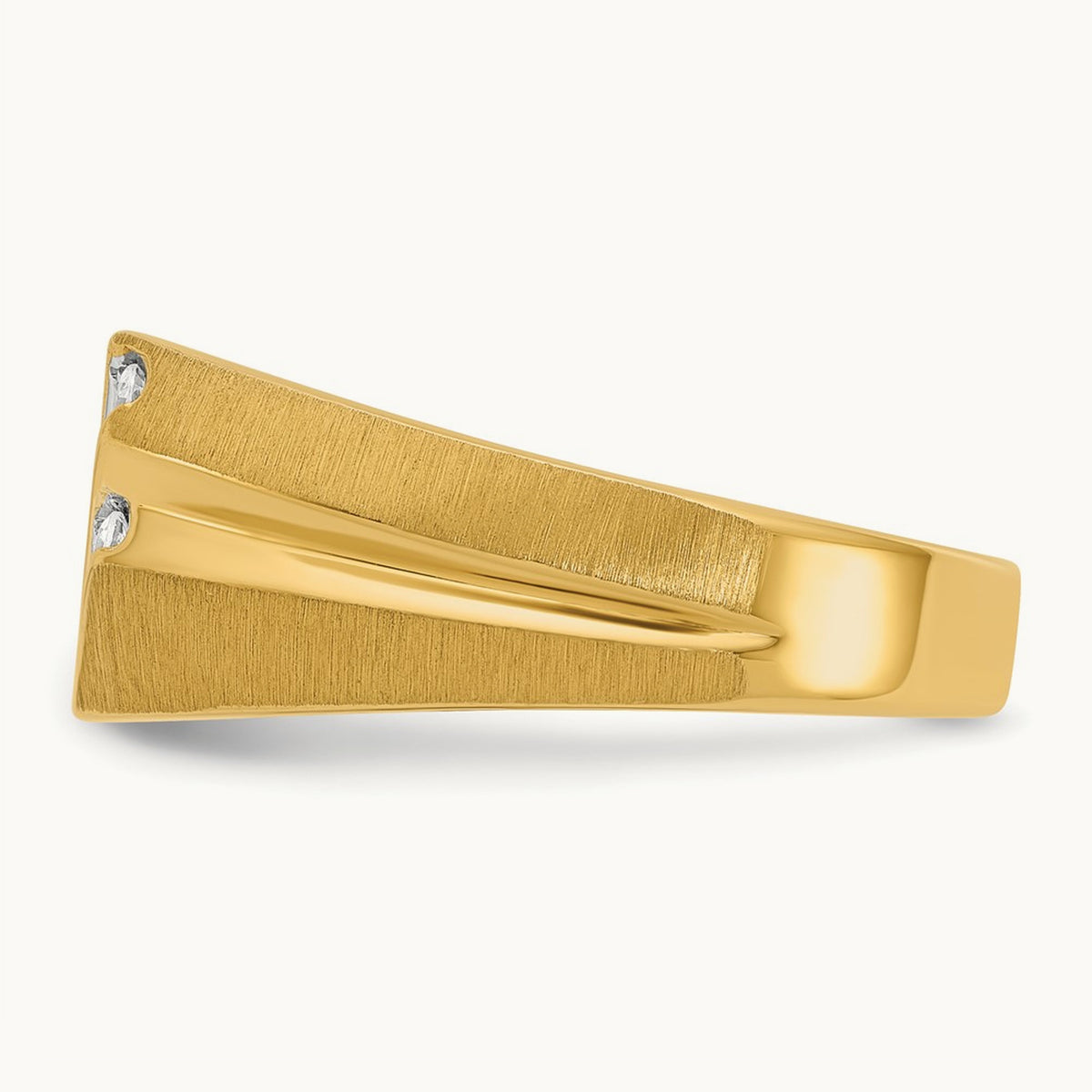 IBGoodman Men's Polished Satin and Grooved Diamond Ring, 14K