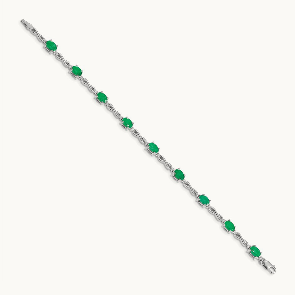 Diamond and Emerald Bracelet — 14K White Gold