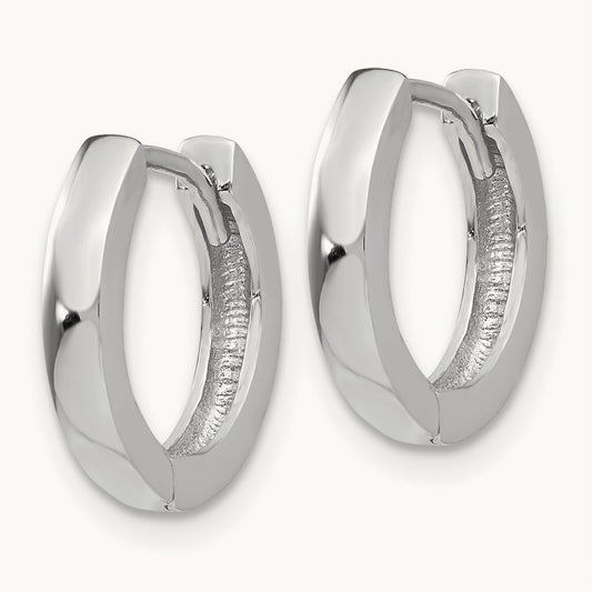 Round Hinged Hoop Earrings, 14K White Gold