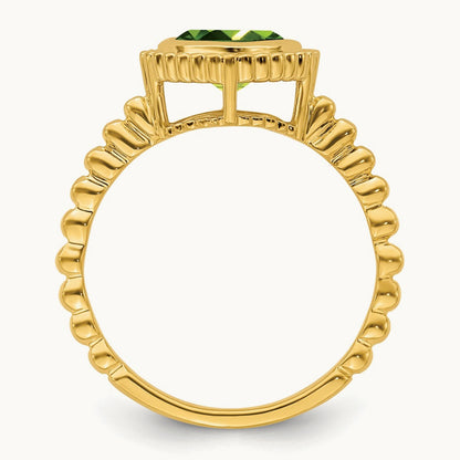 Cushion Peridot Ring, 14K