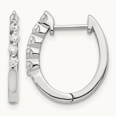 Diamond Hinged Hoop Earrings, 14K White Gold