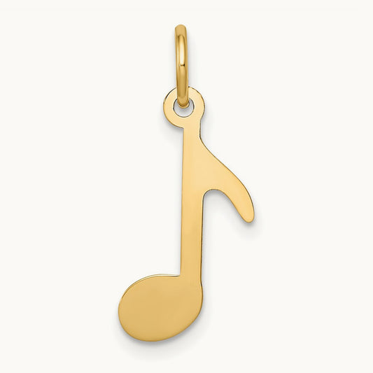Polished Musical Note Charm — 14K Yellow Gold, 21mm