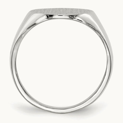 15.0x18. Closed Back Mens Signet Ring, 5mm, 14K White Gold