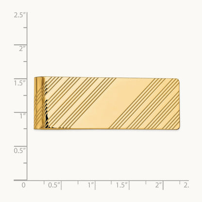 Men's Grooved Polished Money Clip, 14K