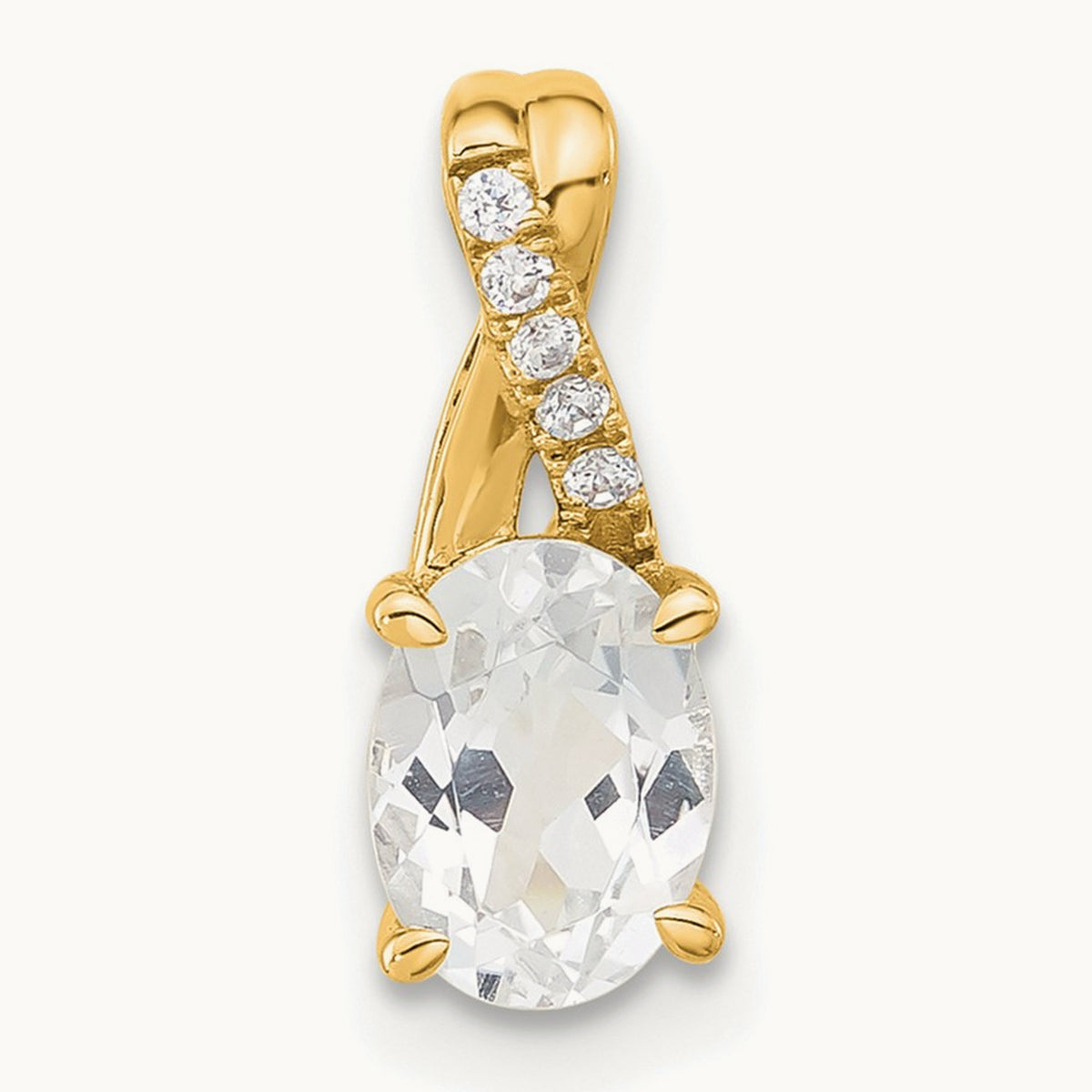 Oval Topaz and Diamond Pendant — 14K Yellow Gold