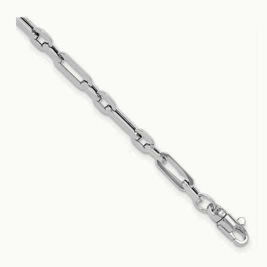 Polished Fancy Link Bracelet, 14K White Gold