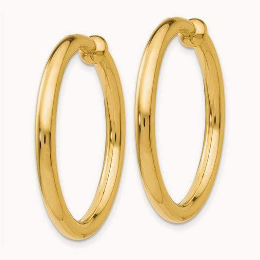 Non-Pierced Hoop Earrings, 14K