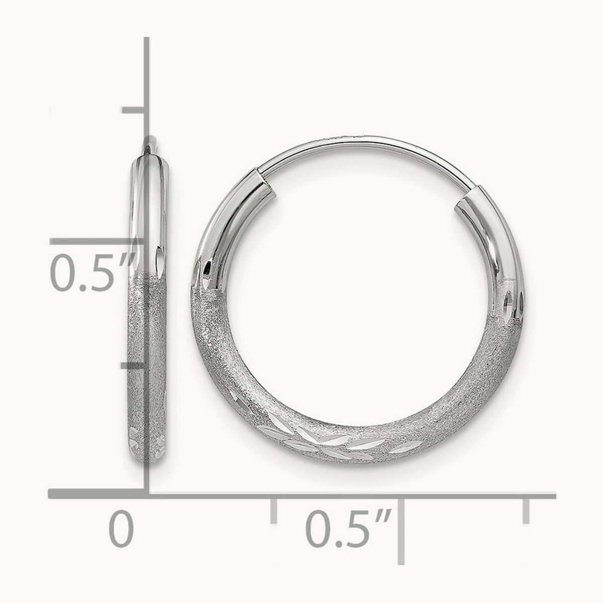 Diamond-cut Endless Hoop Earrings — 14mm, 2mm