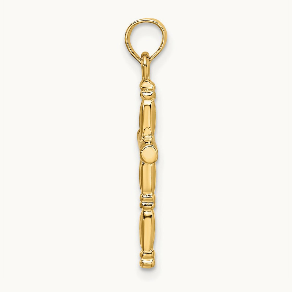3-D Polished Cross Charm — 14K Yellow Gold