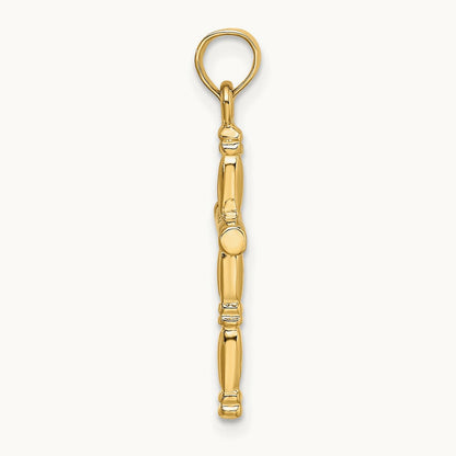 3-D Polished Cross Charm — 14K Yellow Gold