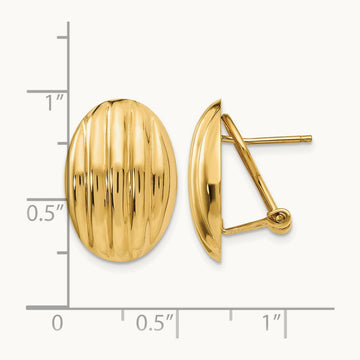 Polished Fancy Omega Back Post Earrings, 14K