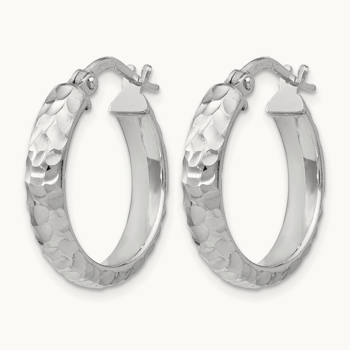 SS Radiant Essence Rhodium-plated Hinged Hoop Earrings — Leslie's