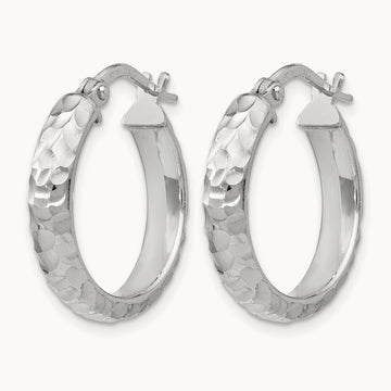 SS Radiant Essence Rhodium-plated Hinged Hoop Earrings — Leslie's